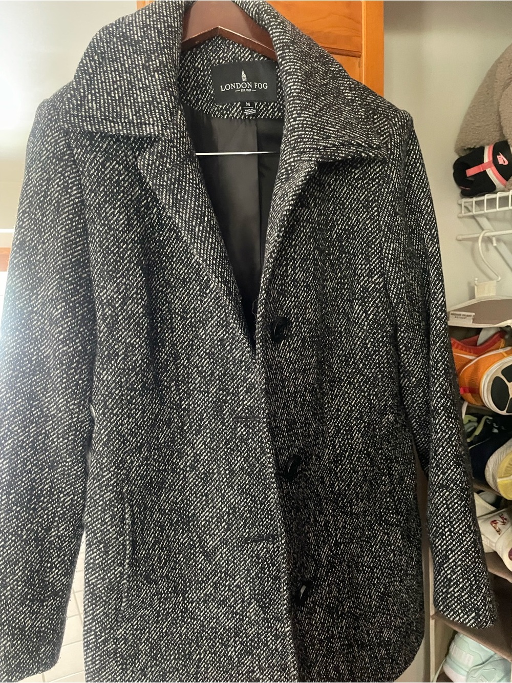 London Fog Women’s Black & White Tweed Coat